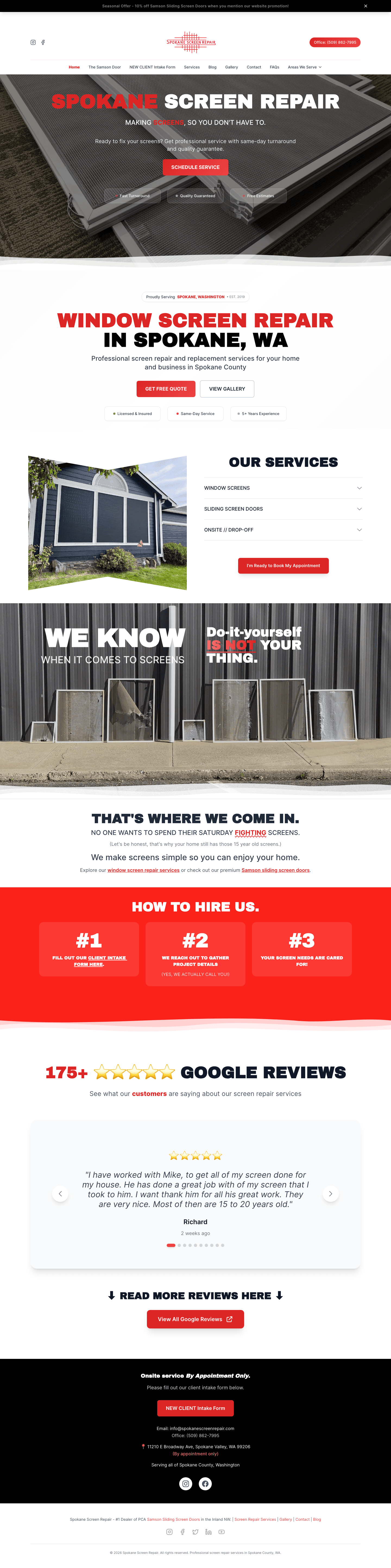 Spokane Screen Repair - Desktop View